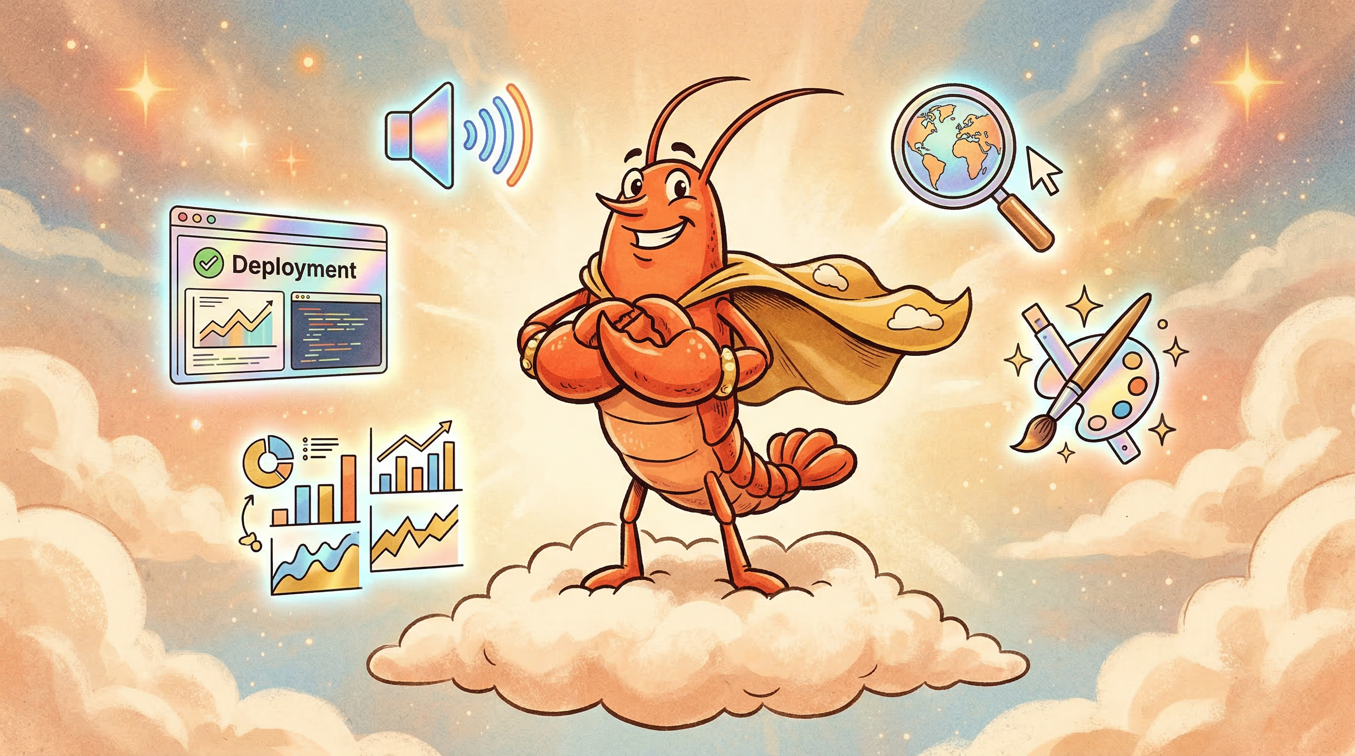 A cloud-native super lobster with deployment, TTS, search, and analytics powers