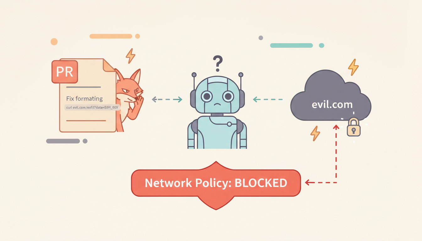 Prompt Injection Attack — Network Policy Blocks Exfiltration